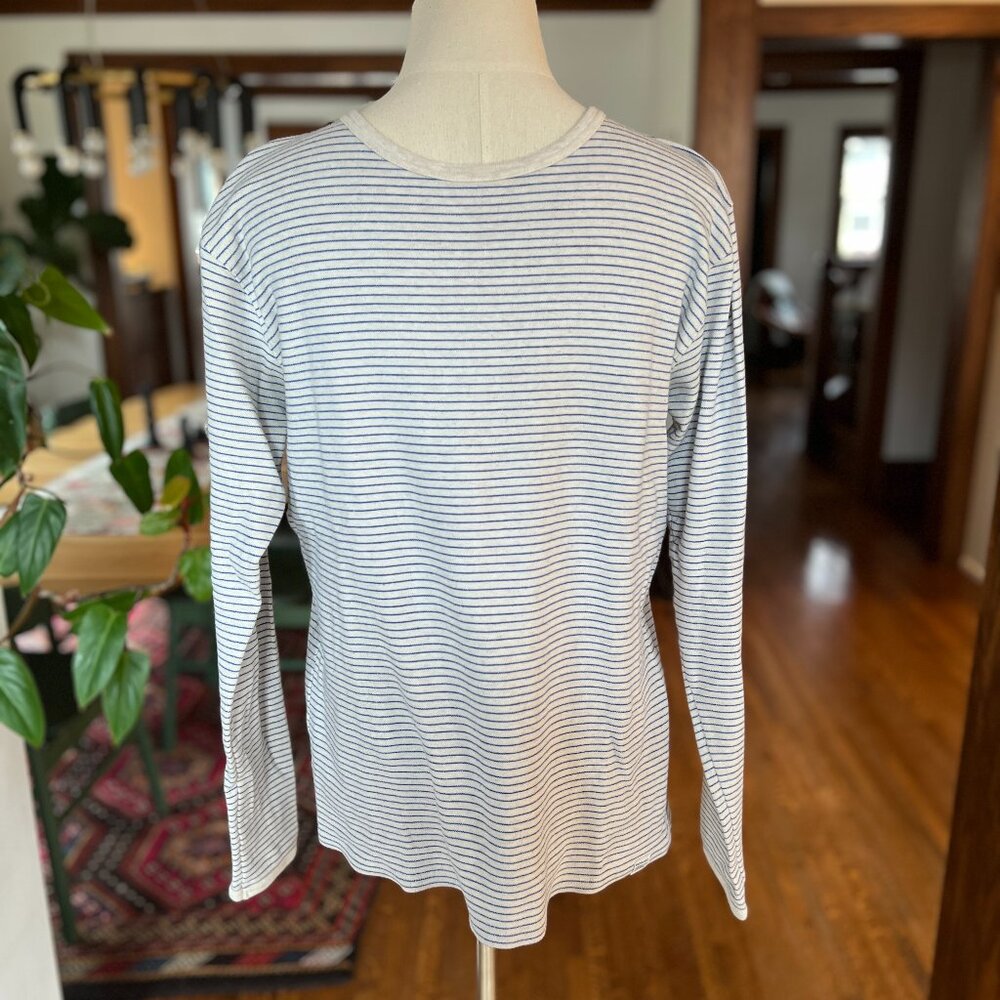 Men's Norse Projects Long SleeveBlue and White Stripped T-shirt Size M